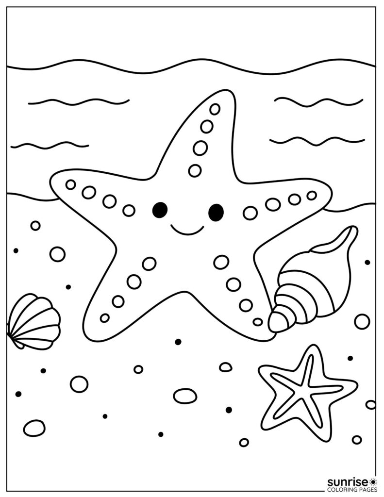 shells and starfish coloring page