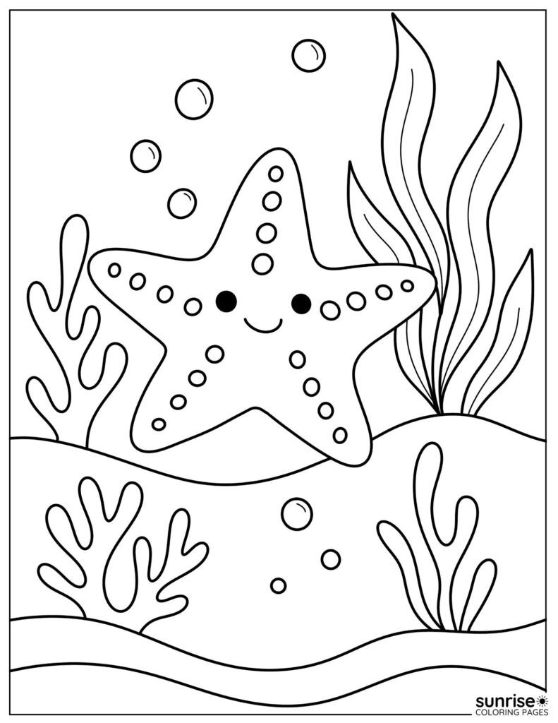starfish under the sea coloring page