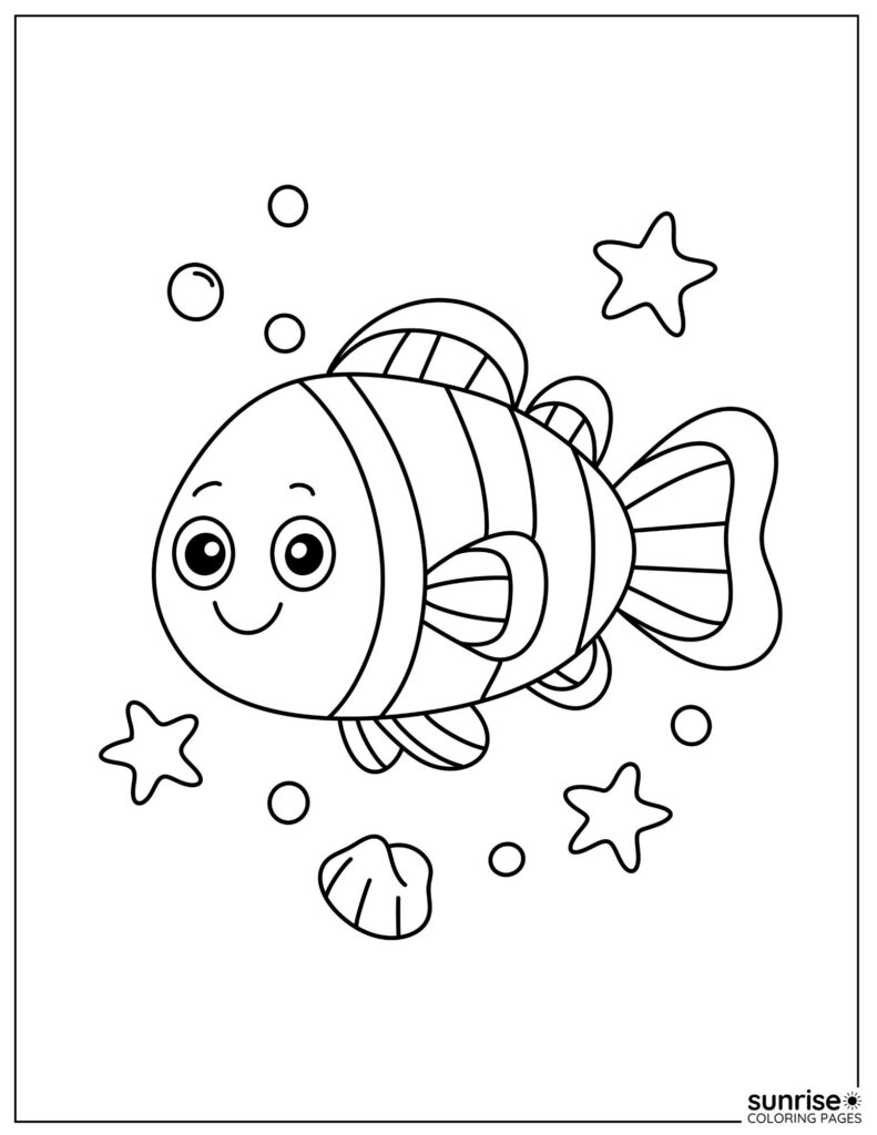 fish in the ocean coloring page