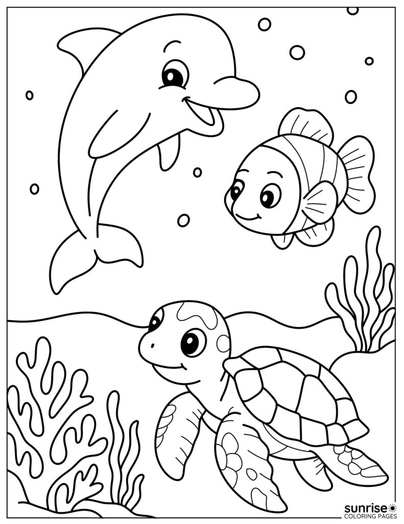 sea animals coloring page