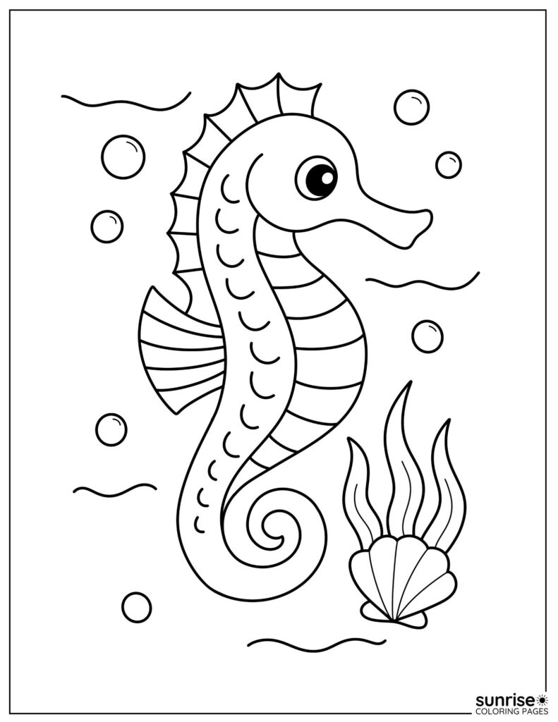 seahorse coloring page
