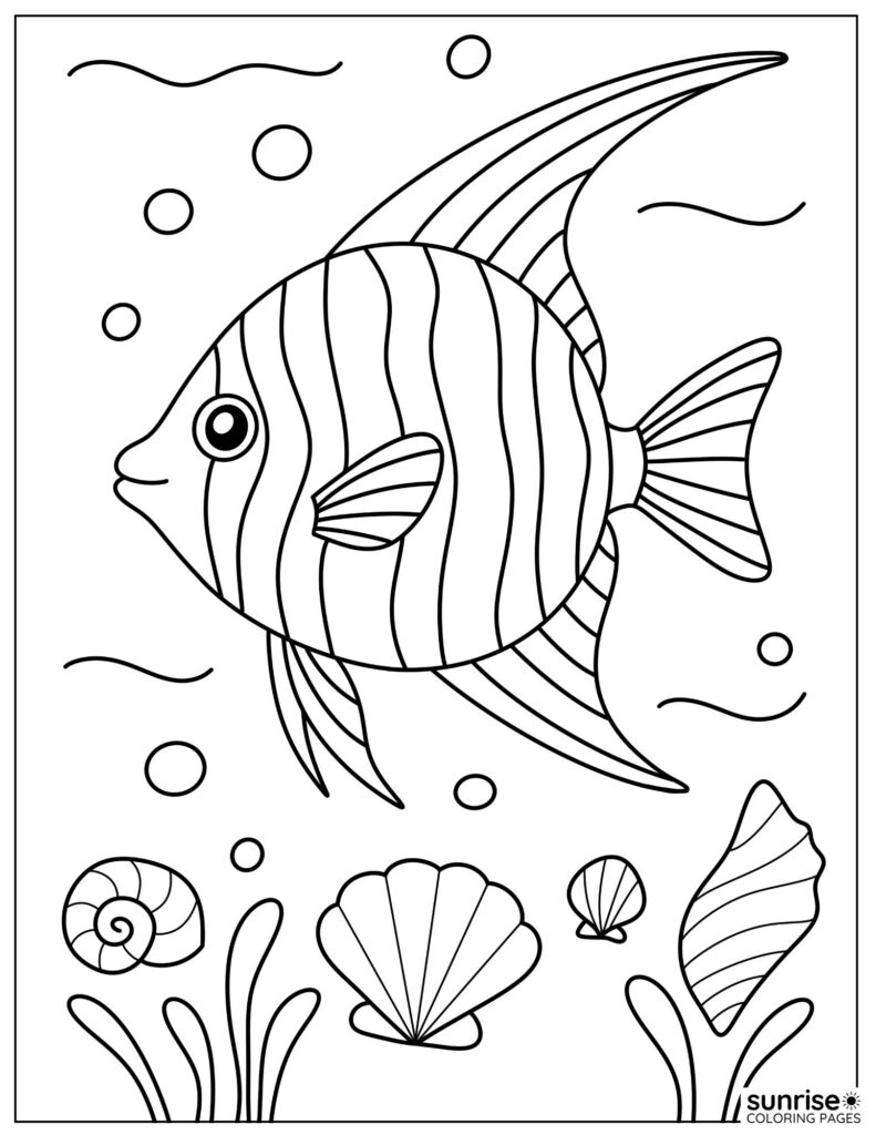 tropical ocean fish coloring page