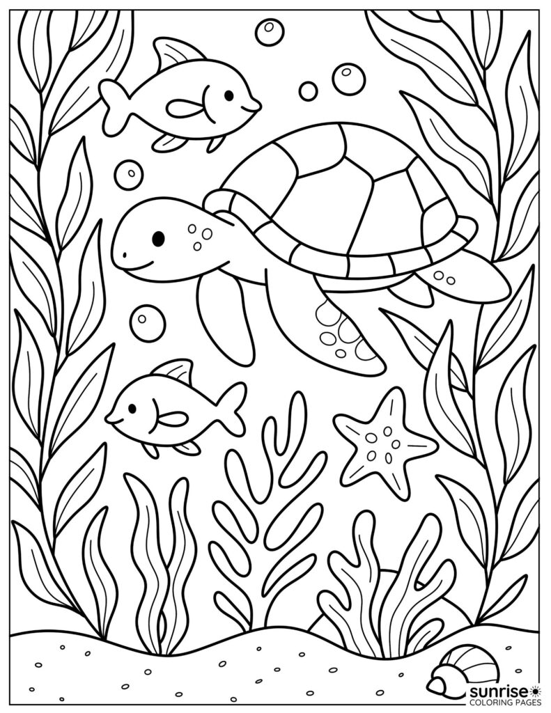 under the ocean animals coloring page