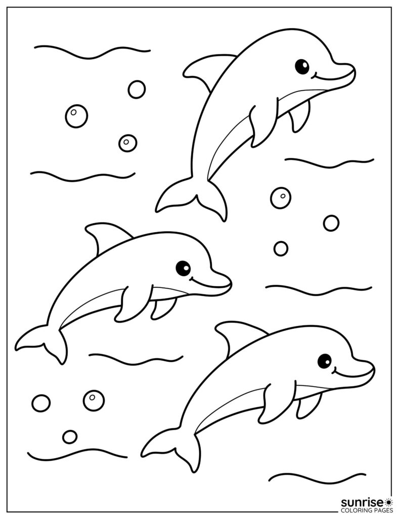 underwater dolphins coloring page
